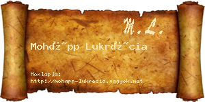 Mohápp Lukrécia névjegykártya
